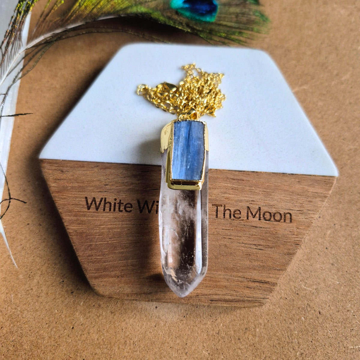 Clear Quartz and Kyanite Pendant