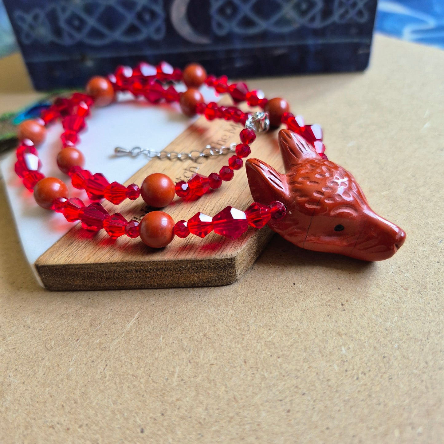 Red Jasper Wolf Choker Necklace
