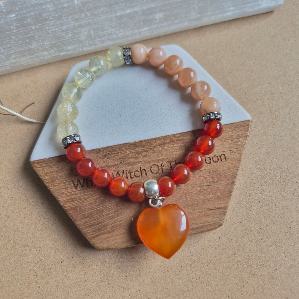 Positive motivation bracelet Crystal healing gift for him or her sacral chakra bead jewellery for men or women