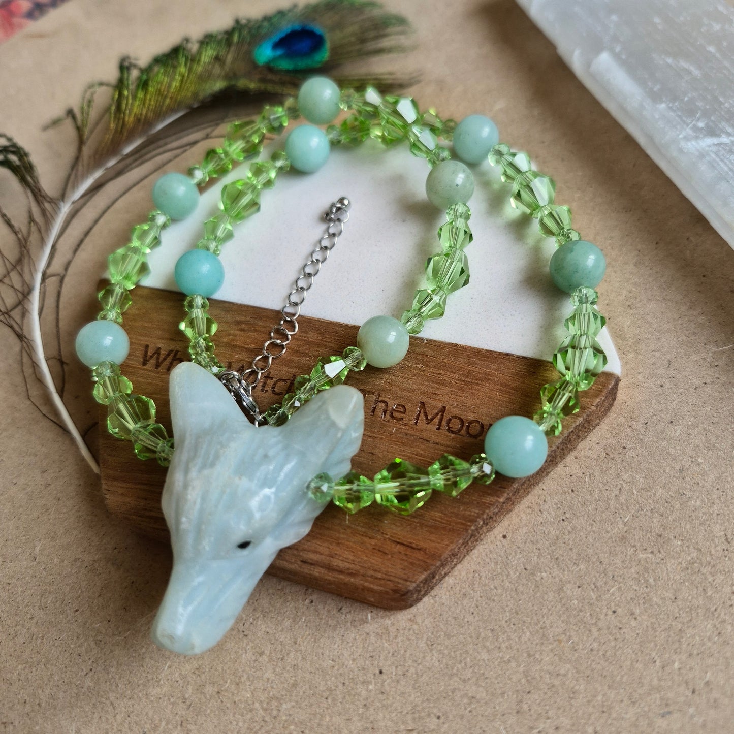 Amazonite Wolf Choker necklace