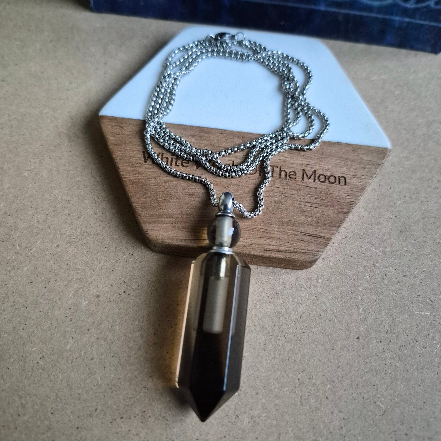 Smoky Quartz Bottle Pendant: Ashes Perfume Necklace gift for Her