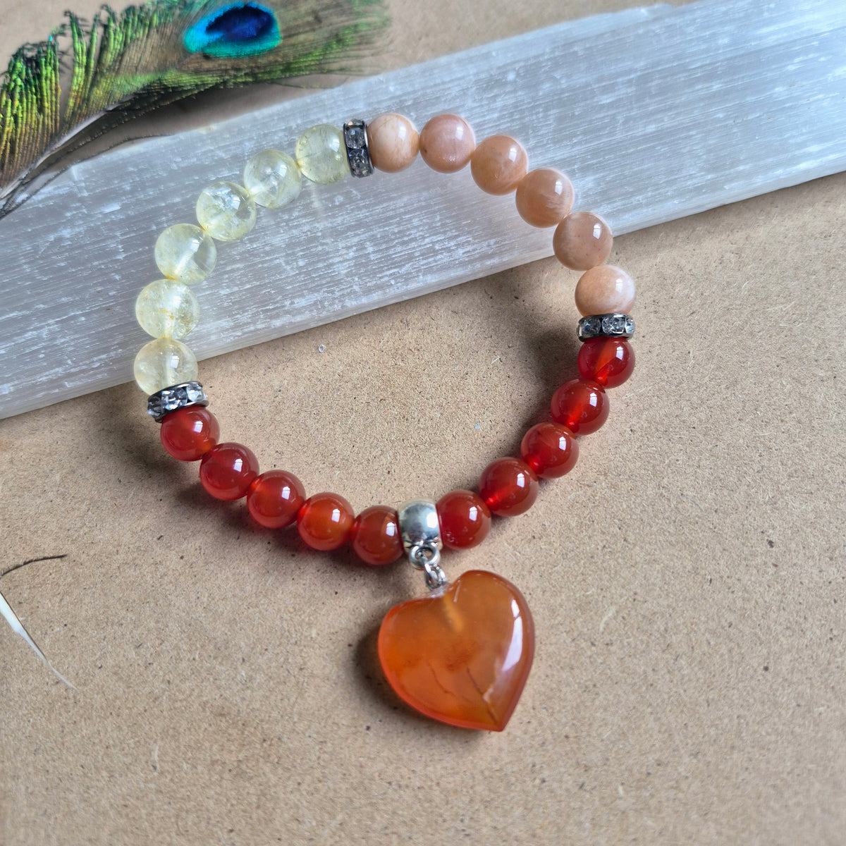 Positive motivation bracelet Crystal healing gift for him or her sacral chakra bead jewellery for men or women