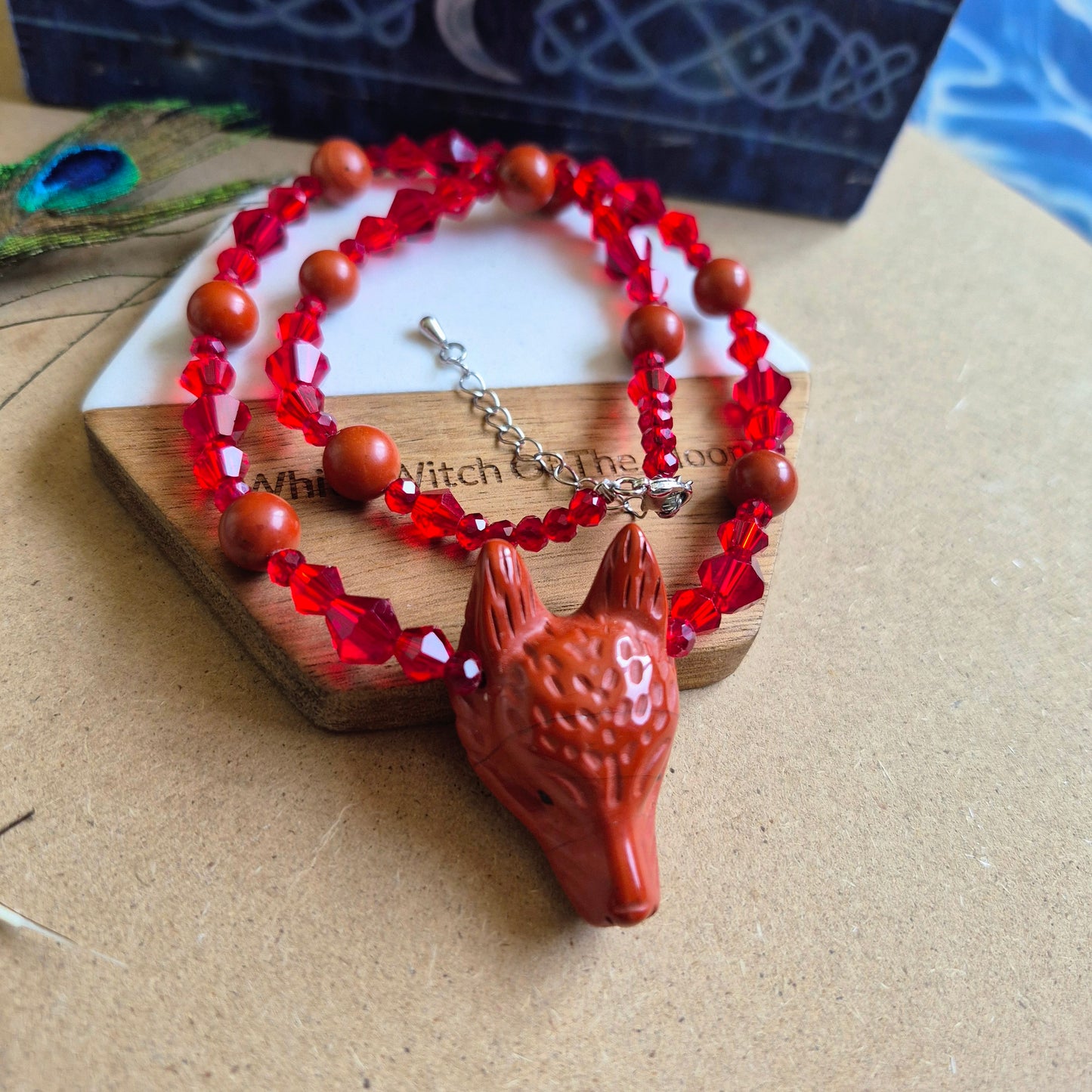 Red Jasper Wolf Choker Necklace