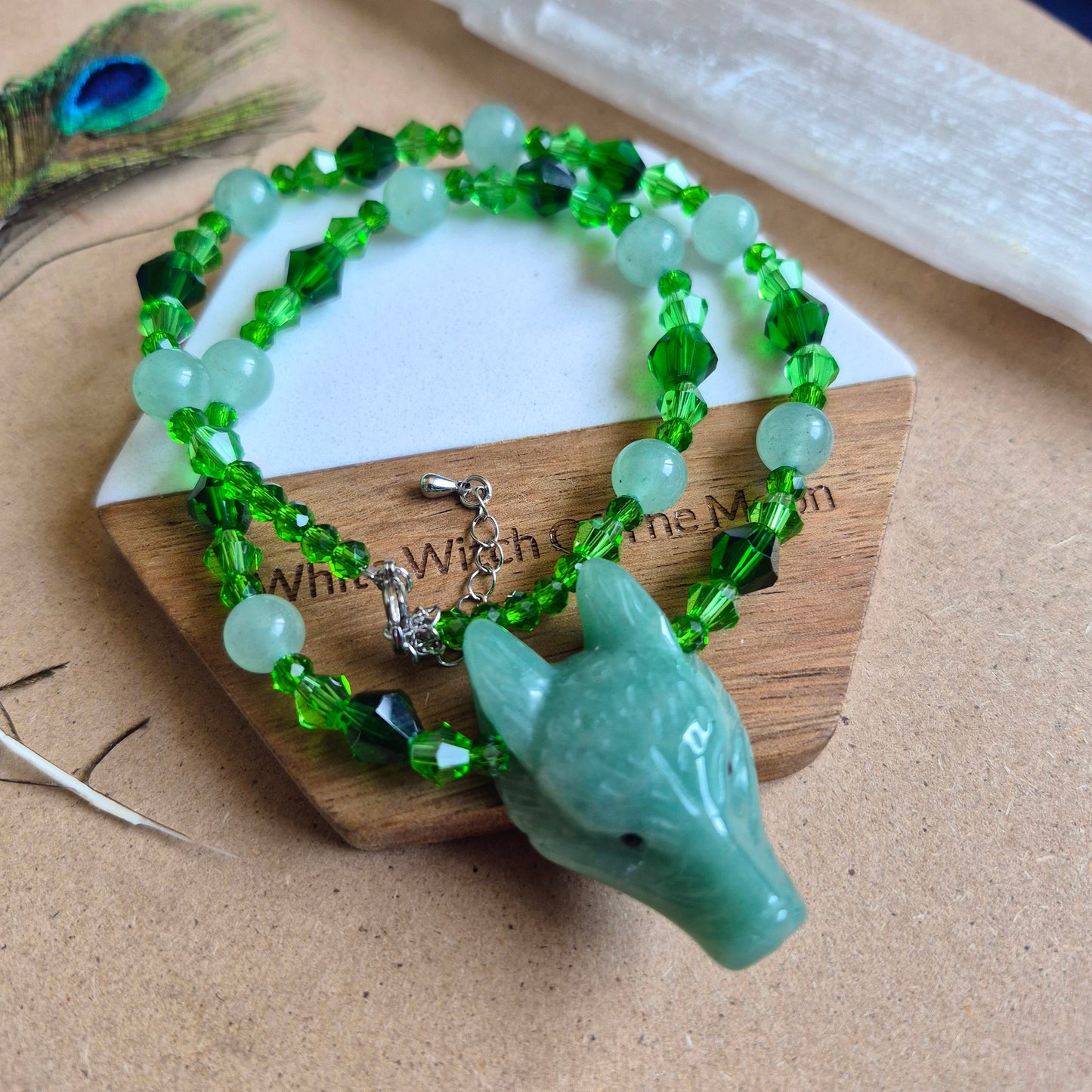 Green Aventurine Wolf Choker Necklace