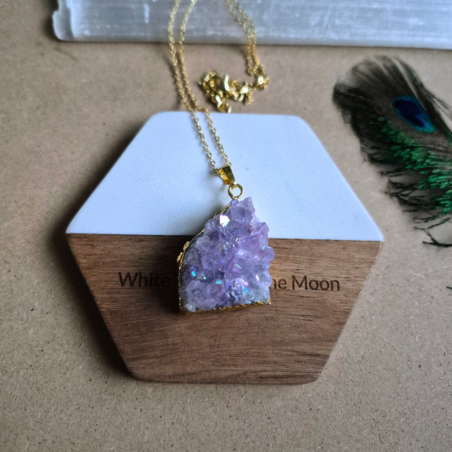Amethyst Aura Cluster Pendant: Sparkly Druzy Jewellery