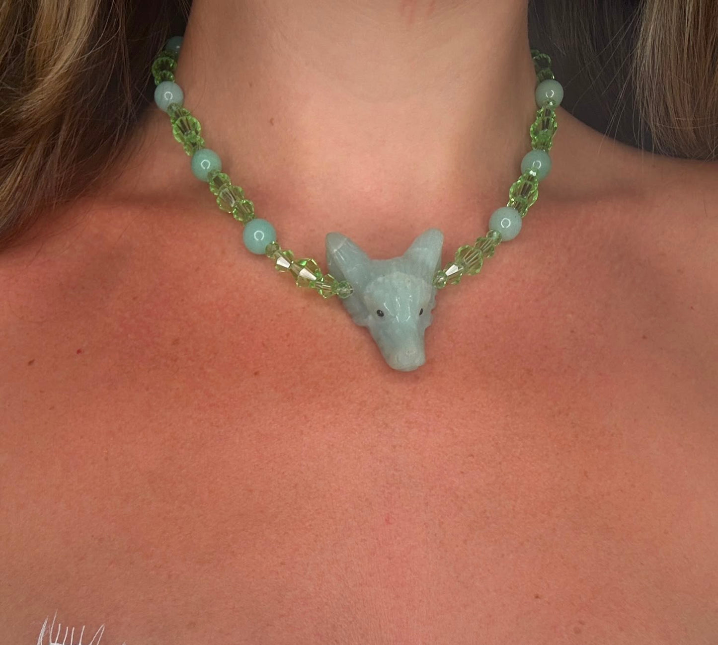Amazonite Wolf Choker necklace