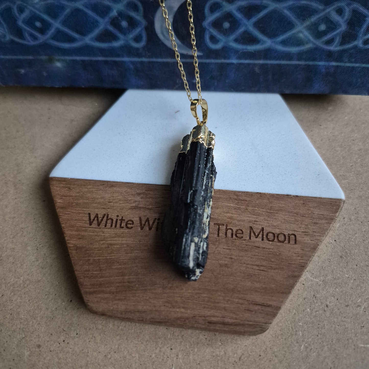 Black Tourmaline Raw Pendant Necklace