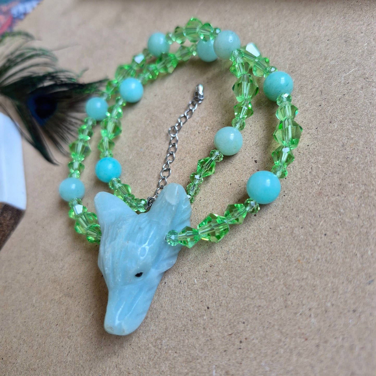 Amazonite Wolf Choker necklace
