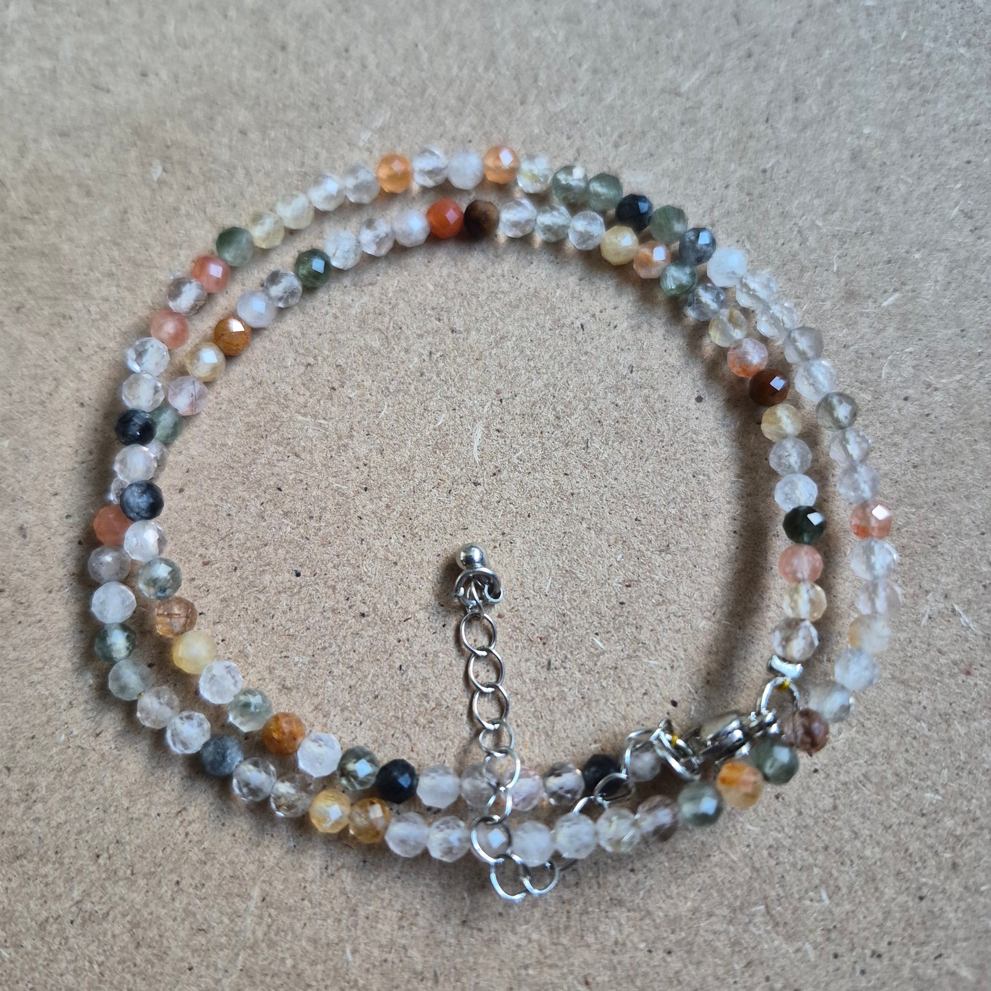 Mixed rutile quartz 3mm faceted bead choker