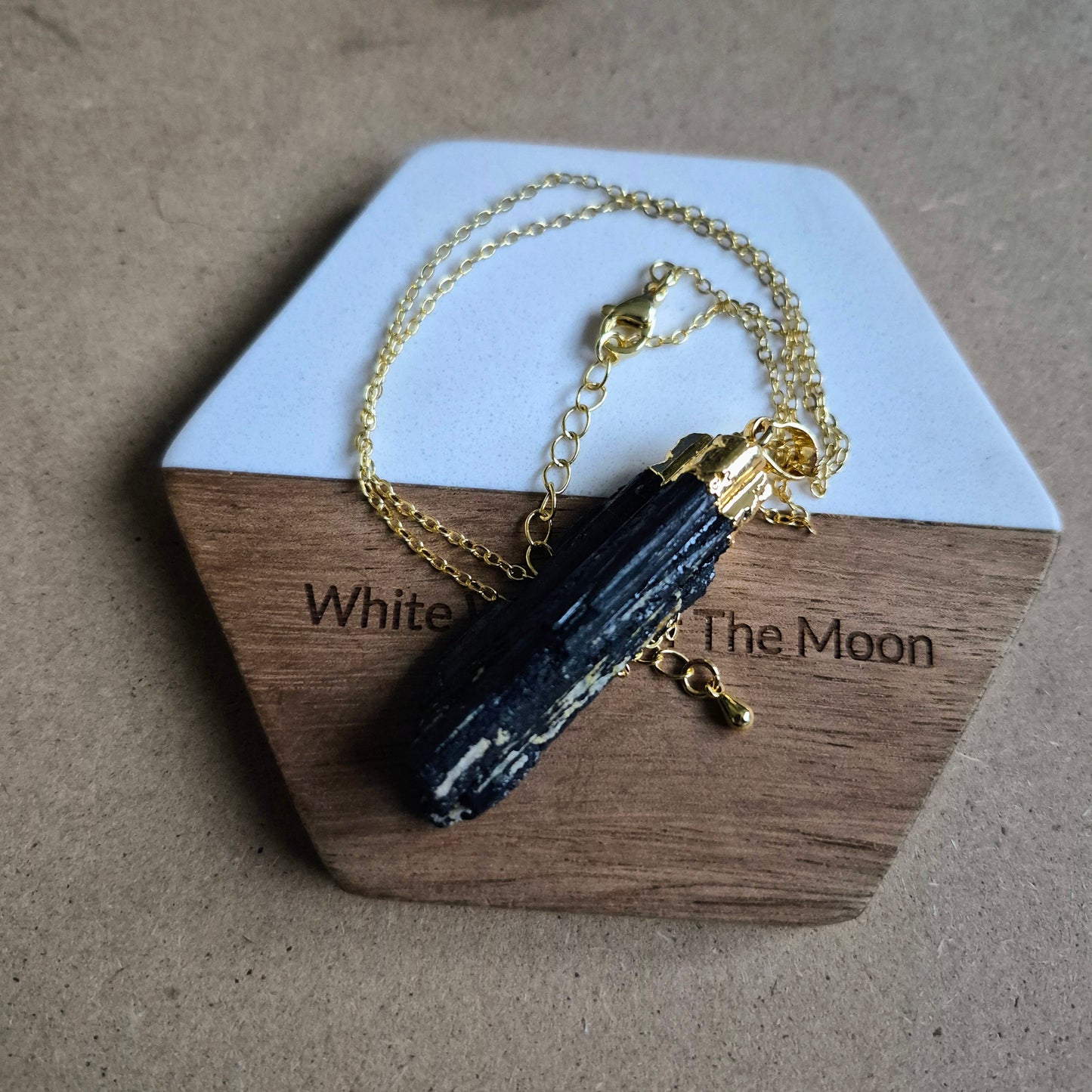 Black Tourmaline Raw Pendant Necklace