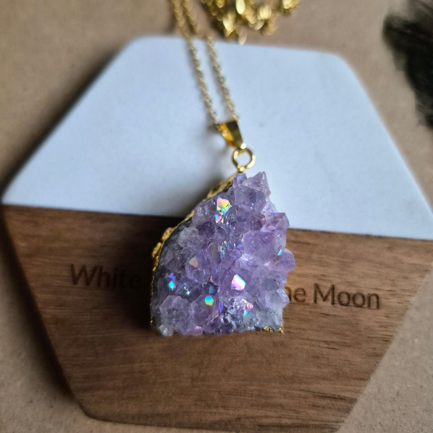 Amethyst Aura Cluster Pendant: Sparkly Druzy Jewellery