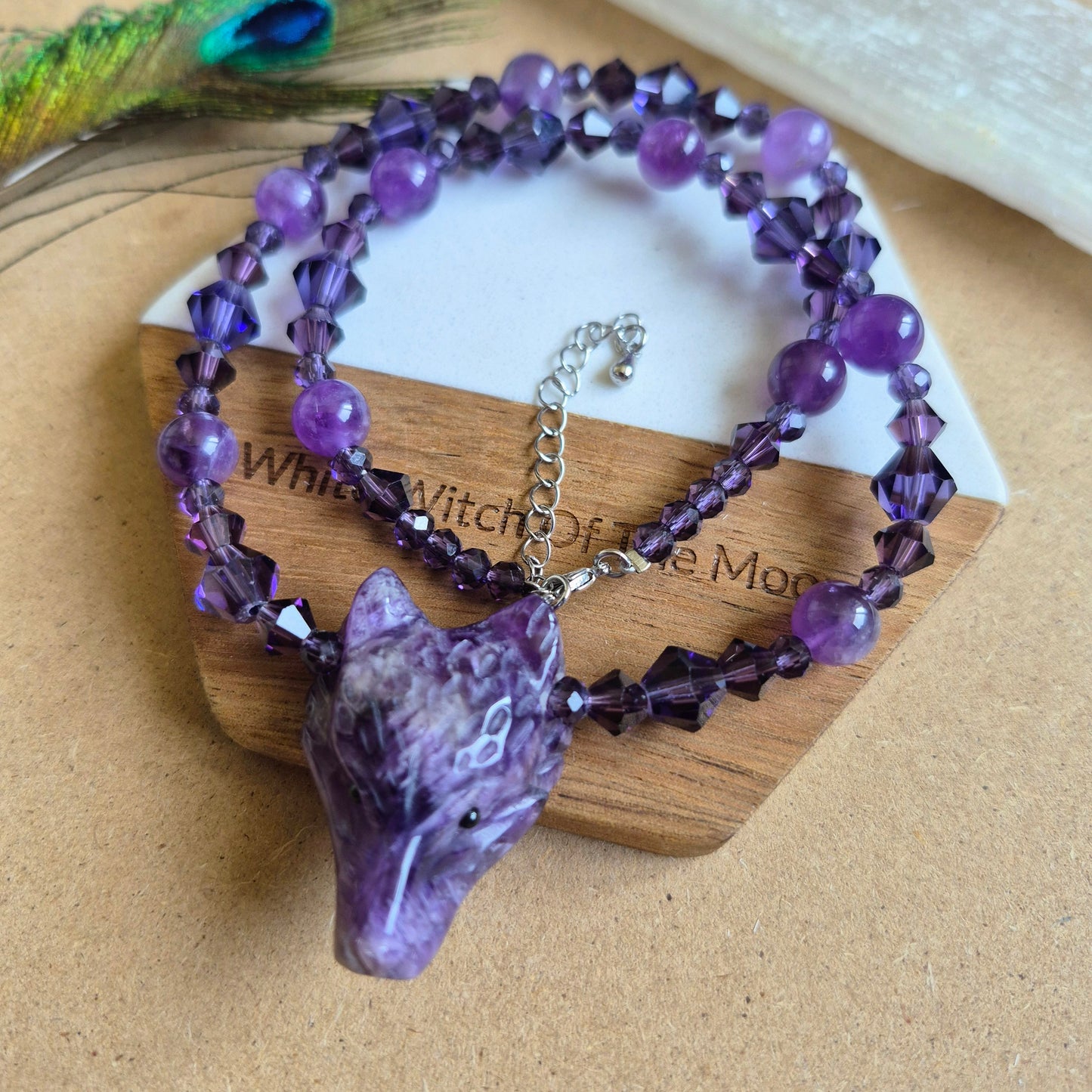 Amethyst Wolf Choker Necklace