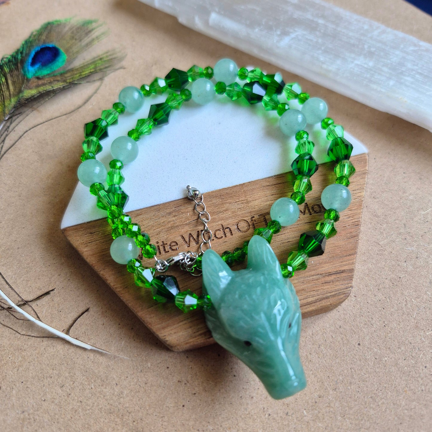 Green Aventurine Wolf Choker Necklace