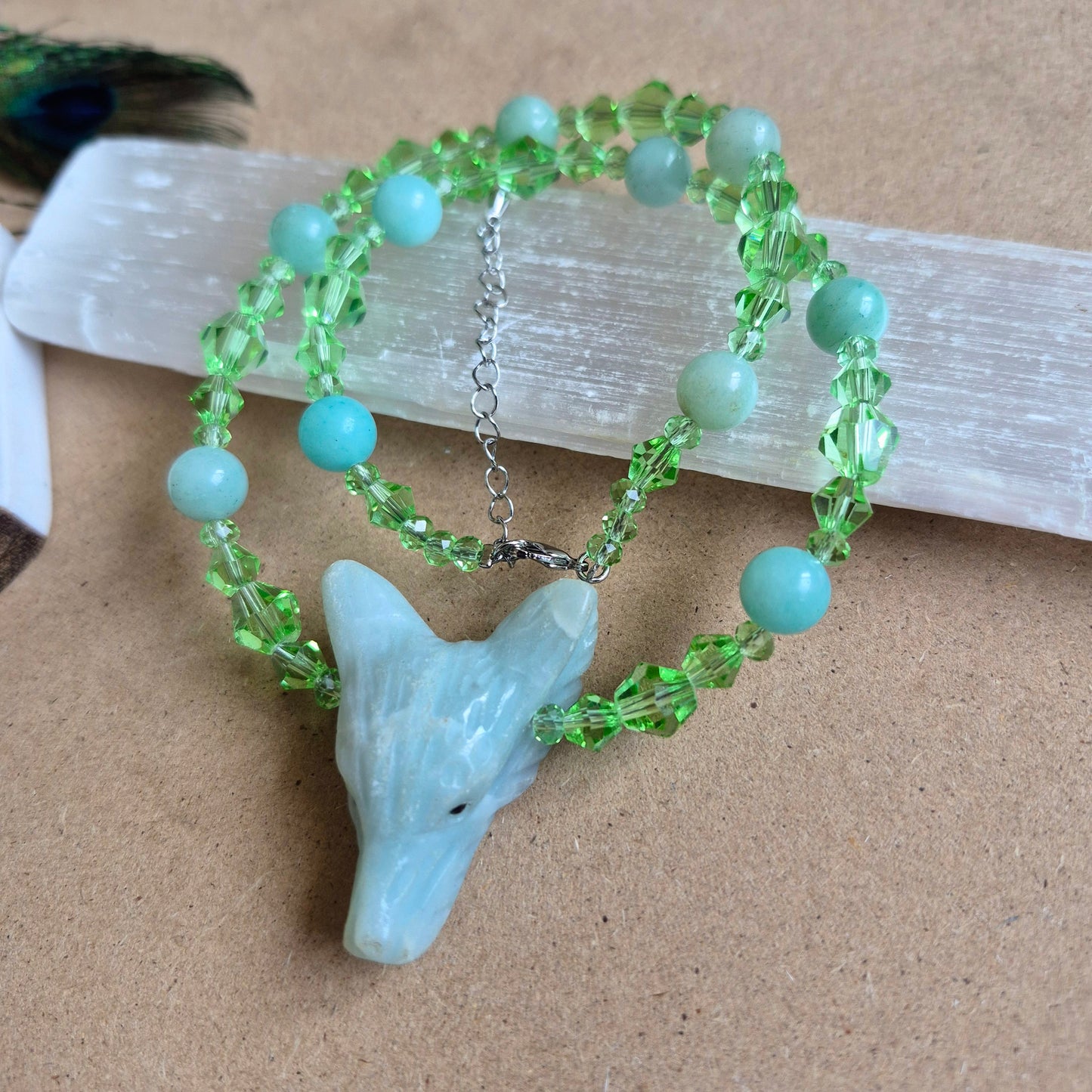 Amazonite Wolf Choker necklace