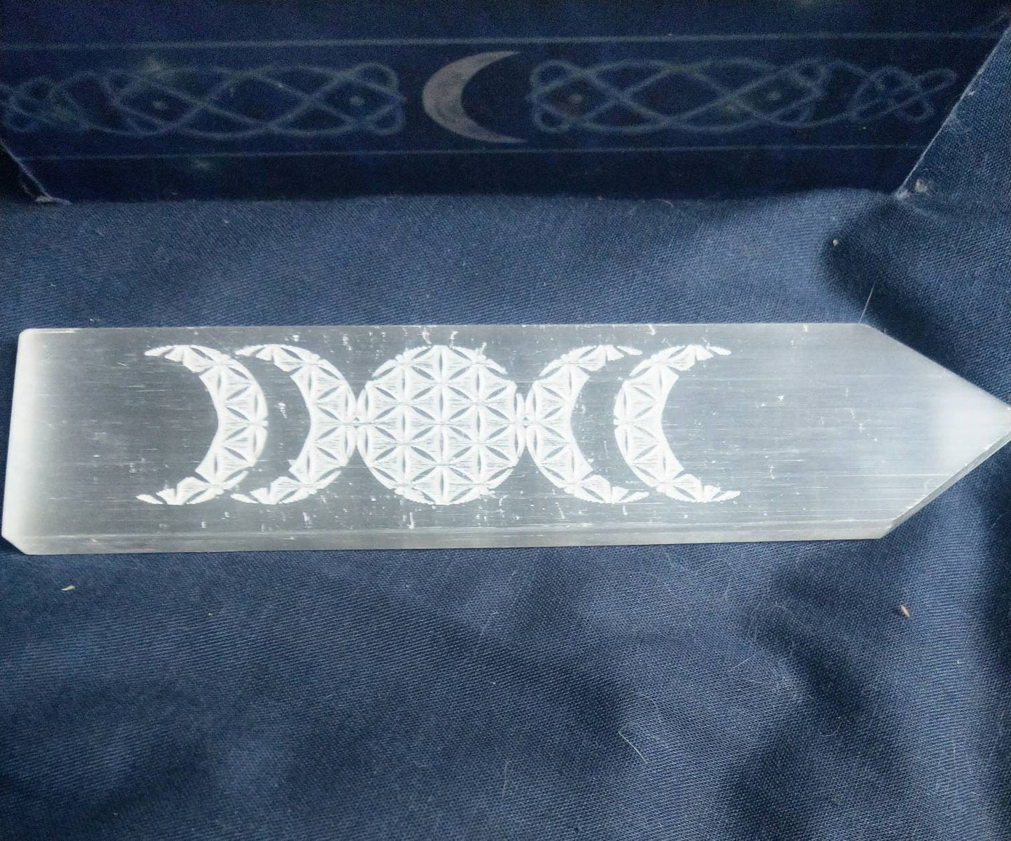 Selenite Triple Moon Charging Wands/Aura Cleansers