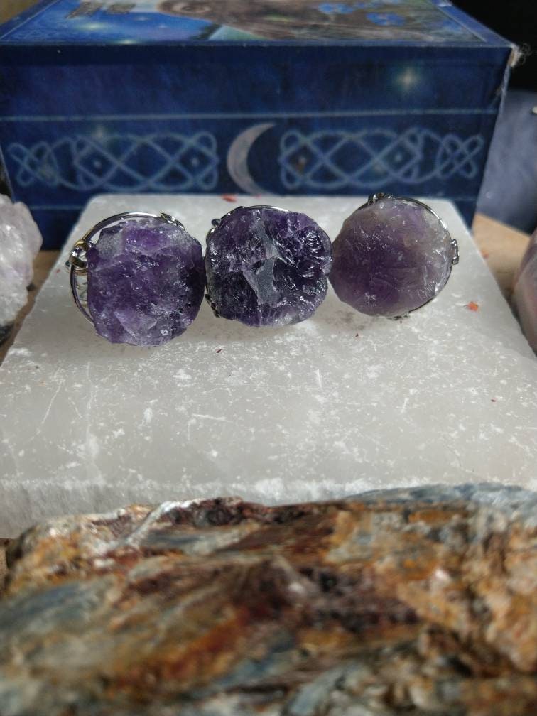 Amethyst Raw Stone Adjustable Ring