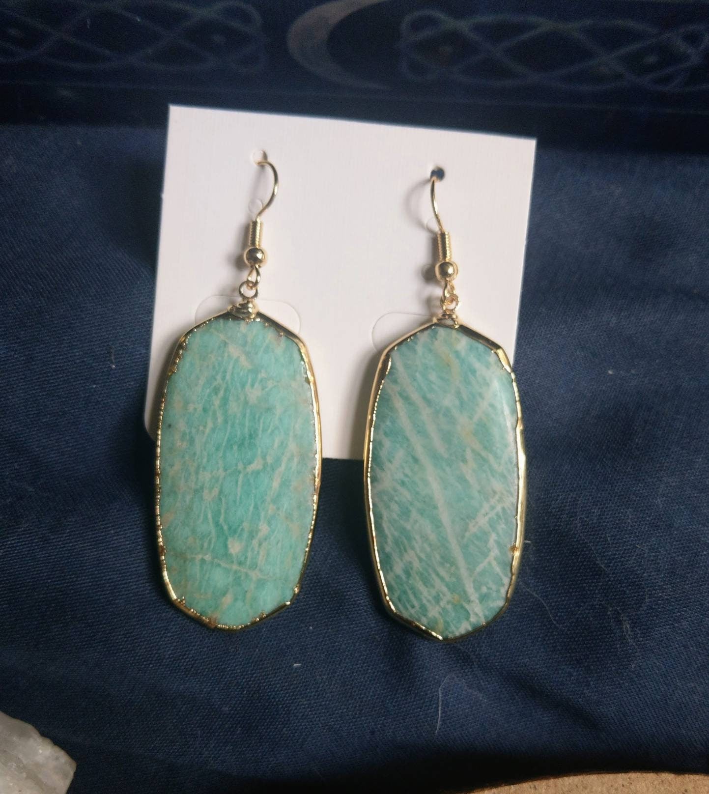 Amazonite Large Faceted Statement Earrings 🌊
