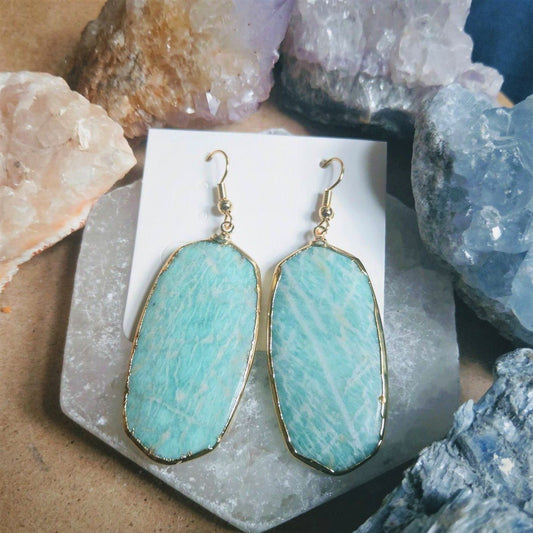 Amazonite Large Faceted Statement Earrings 🌊