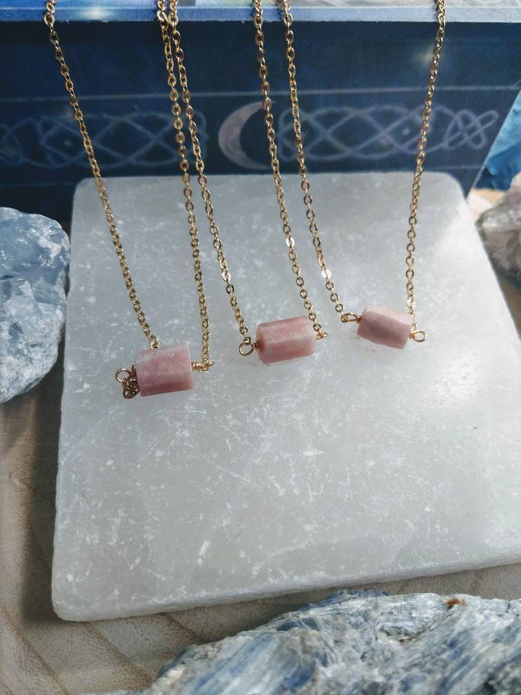 Pink Opal Minimalist Necklace