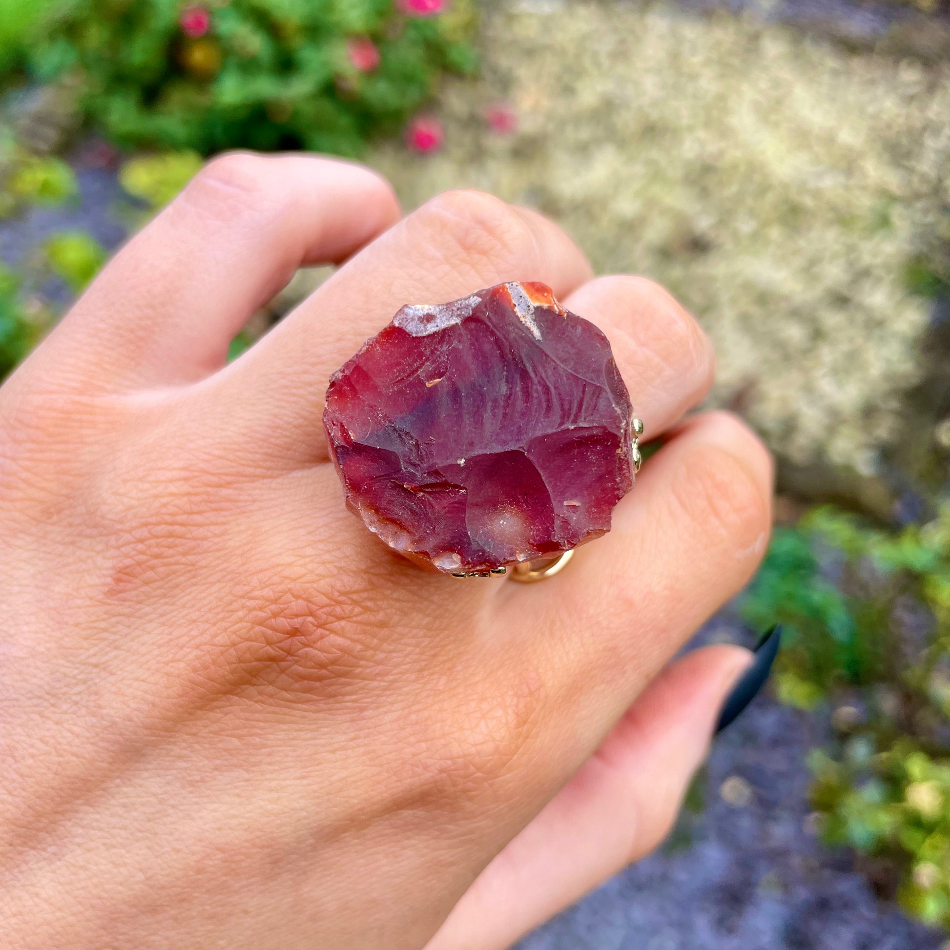 Raw garnet discount ring