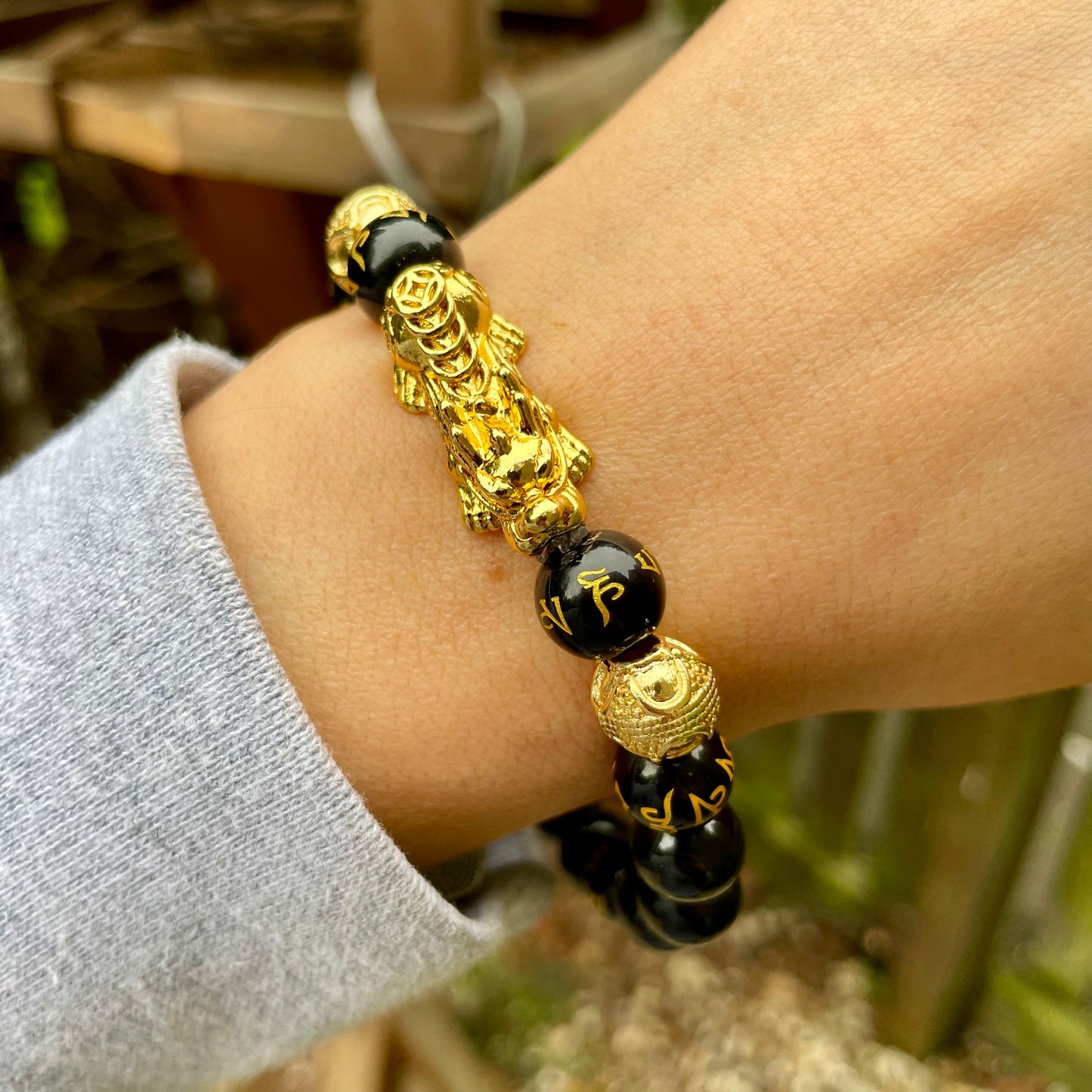 Black Obsidian Pixiu Feng Shui Beaded Bracelet 🐉🖤