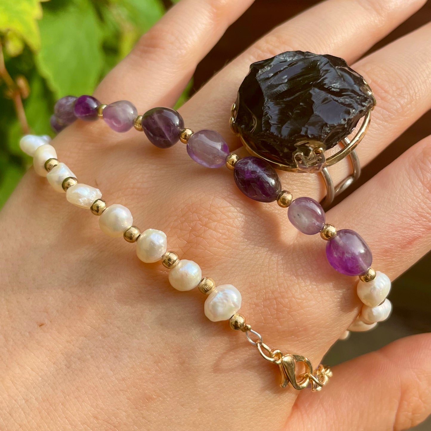 Amethyst and Pearl Choker Necklace