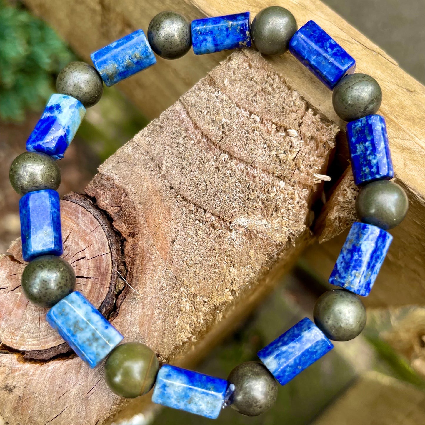 Lapis Lazuli and Pyrite Beaded Bracelet 💙💫