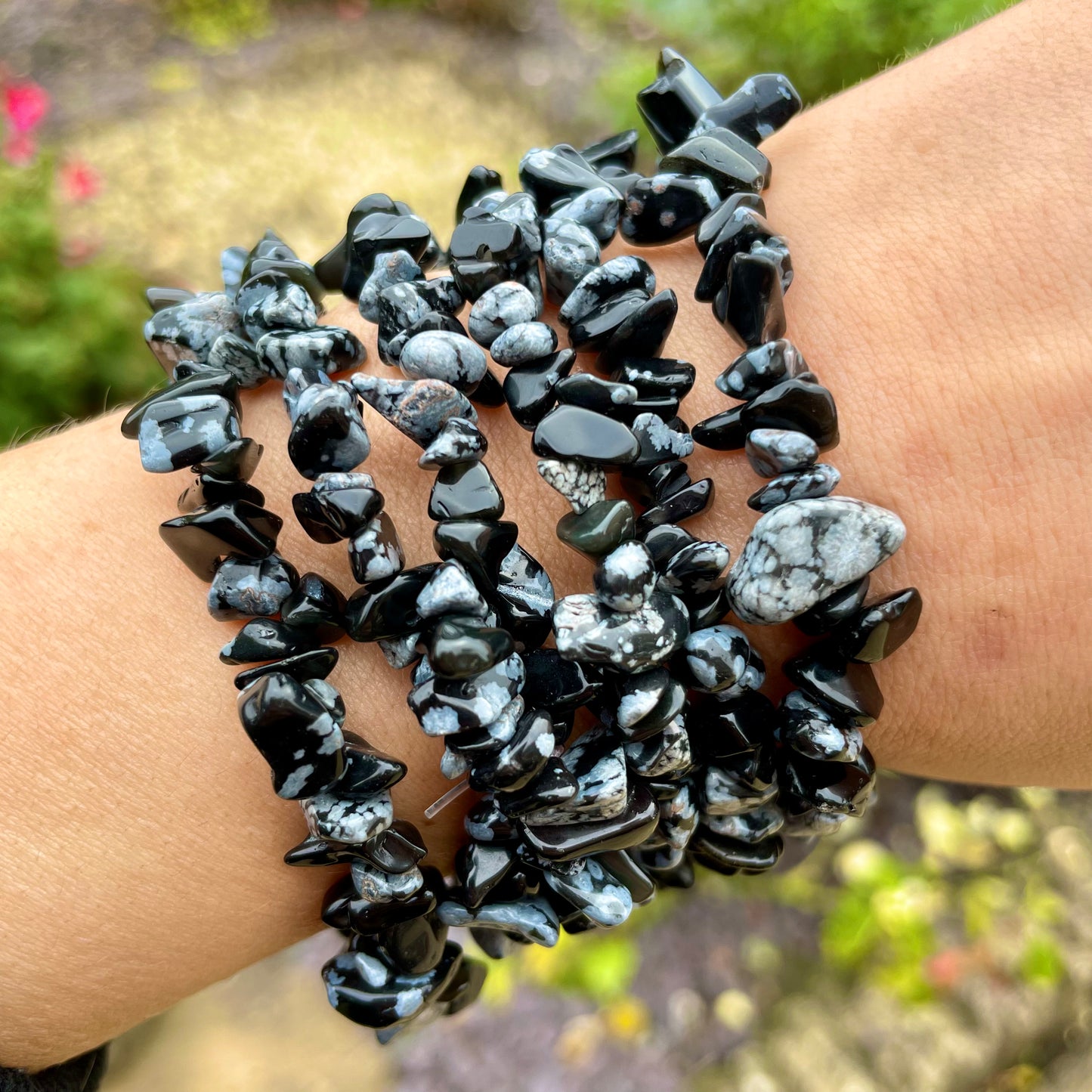 Snowflake Obsidian Chip Bracelets 🤍🖤🤍