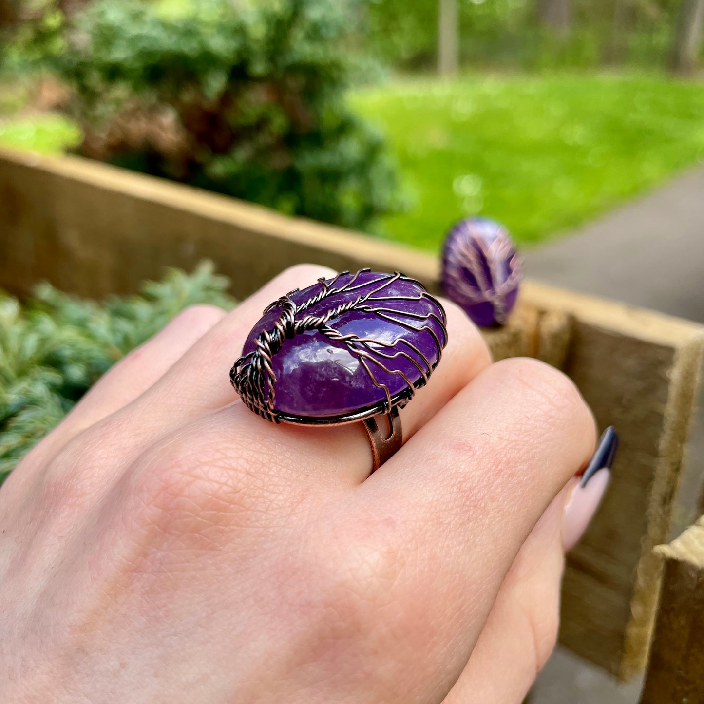 Amethyst Tree Of Life Antique Wire Wrapped Ring 💜🔮