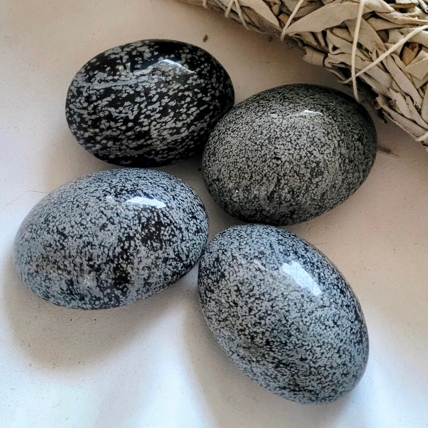 Snowflake Obsidian Palm Stones 6cm