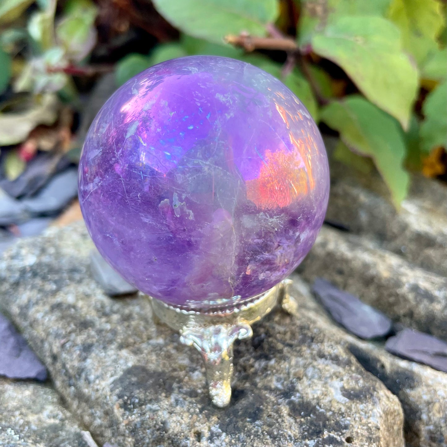 Aura Amethyst Sphere With Stand 🔮🌈