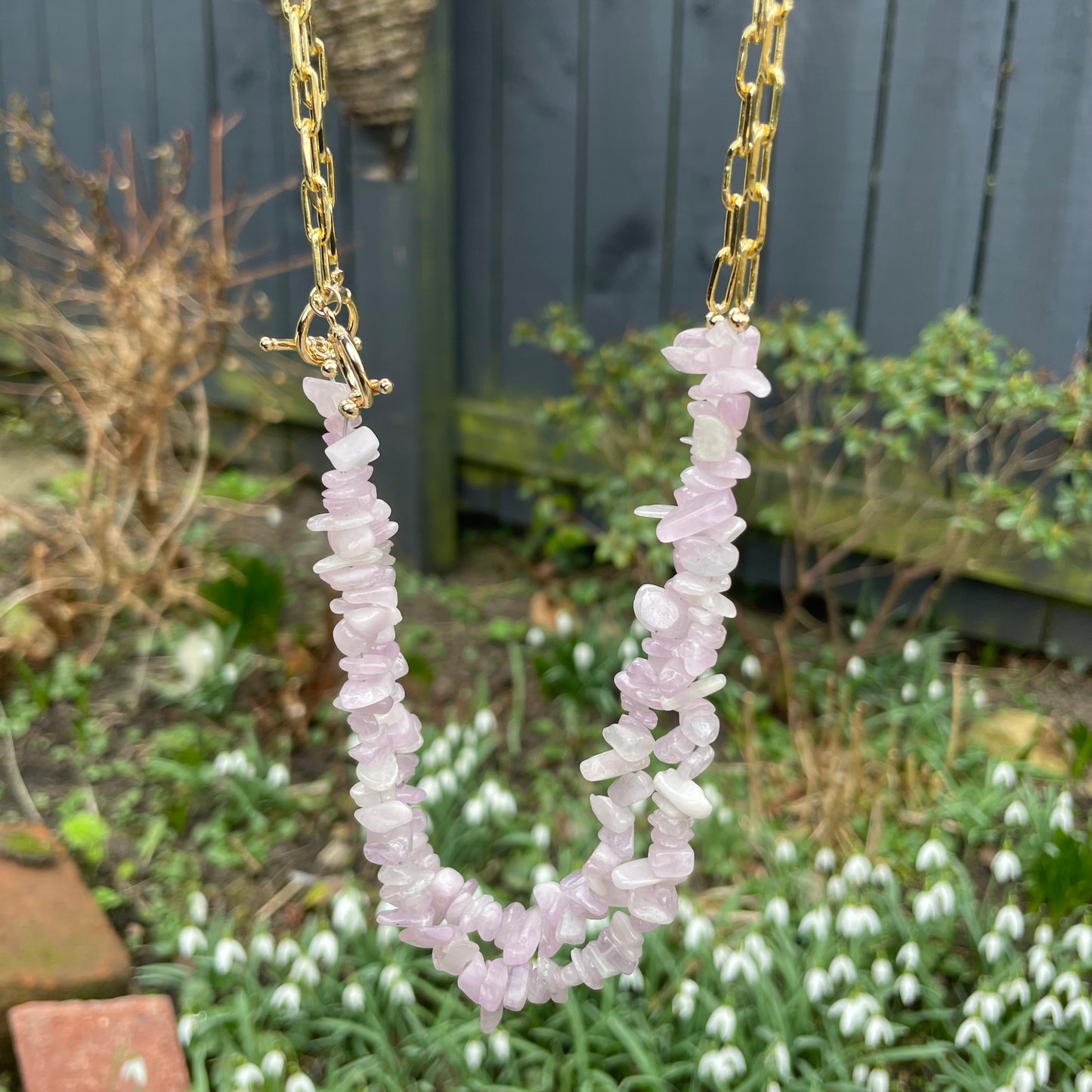 Kunzite Chip Choker Necklace