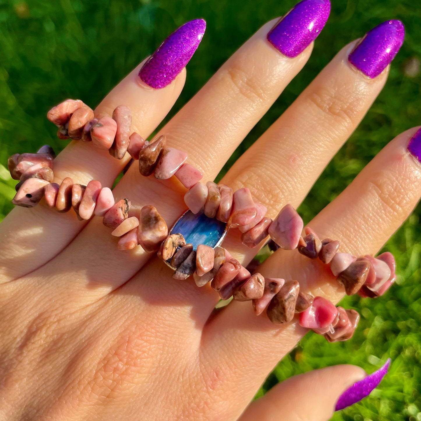 Rhodonite Chip Bracelets 💖🖤❤️