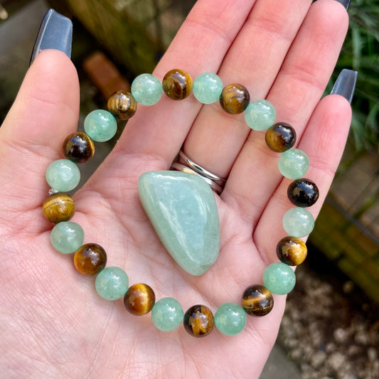 White Witch Good Luck Beaded Bracelet & Tumblestone 🍀👁🧙‍♀️