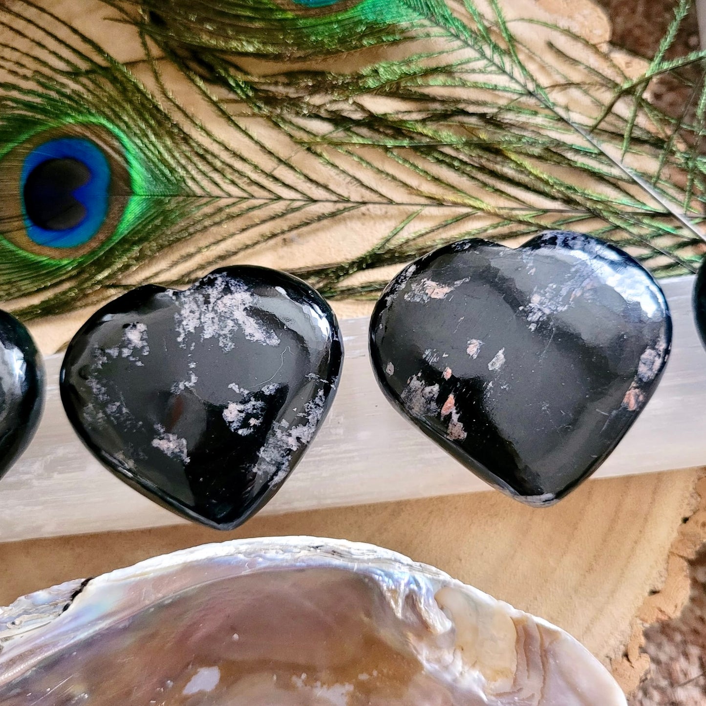Clear Quartz in Black Tourmaline Hearts 6-7cm