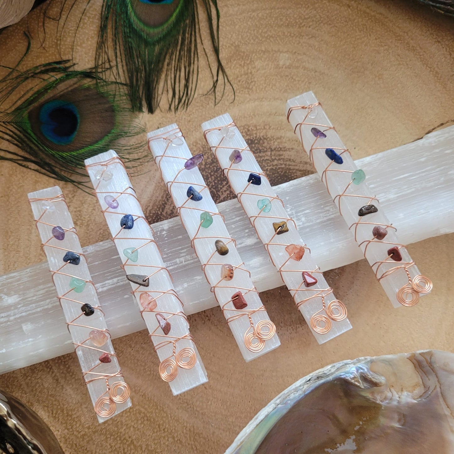 Selenite Wire Wrapped Chakra Aura Cleansers