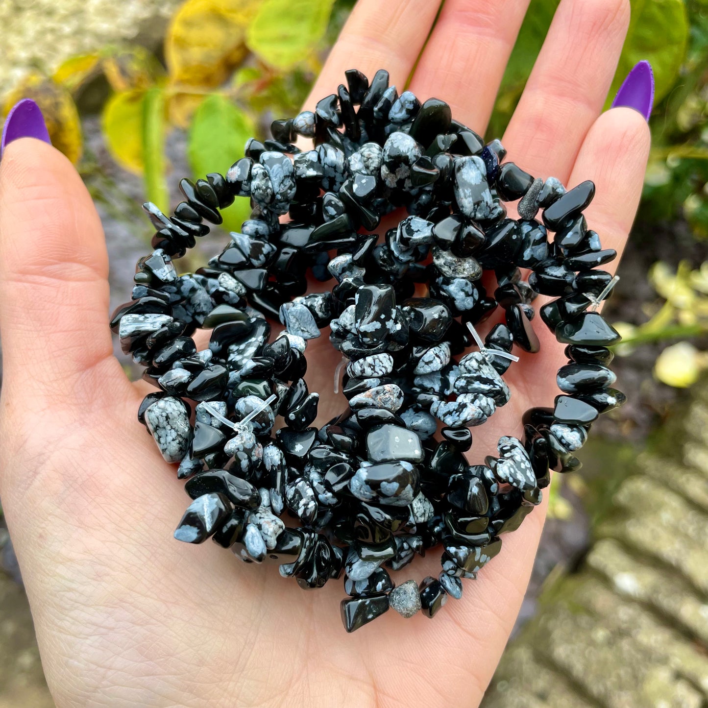 Snowflake Obsidian Chip Bracelets 🤍🖤🤍
