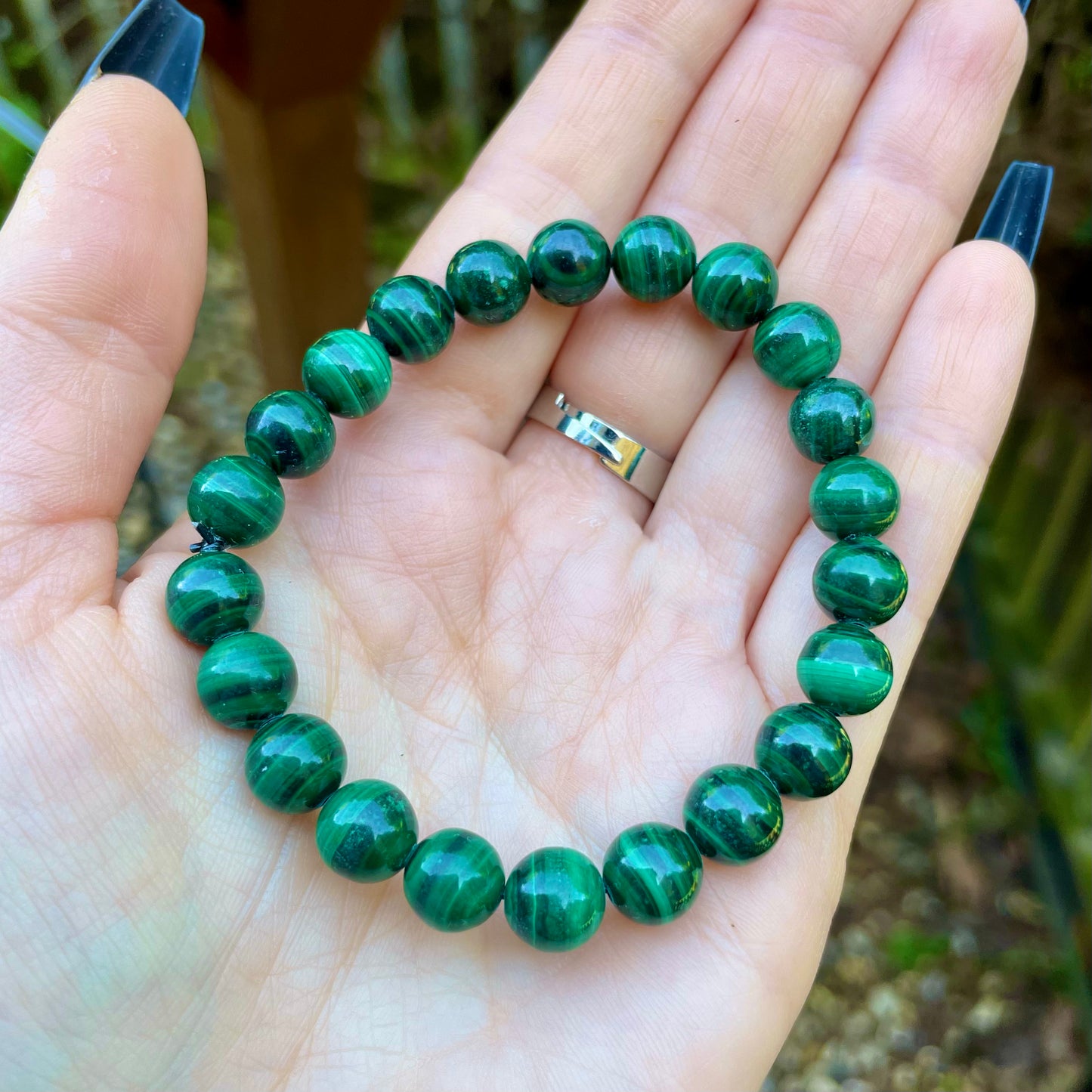 Malachite Beaded Bracelet 💚🖤💚