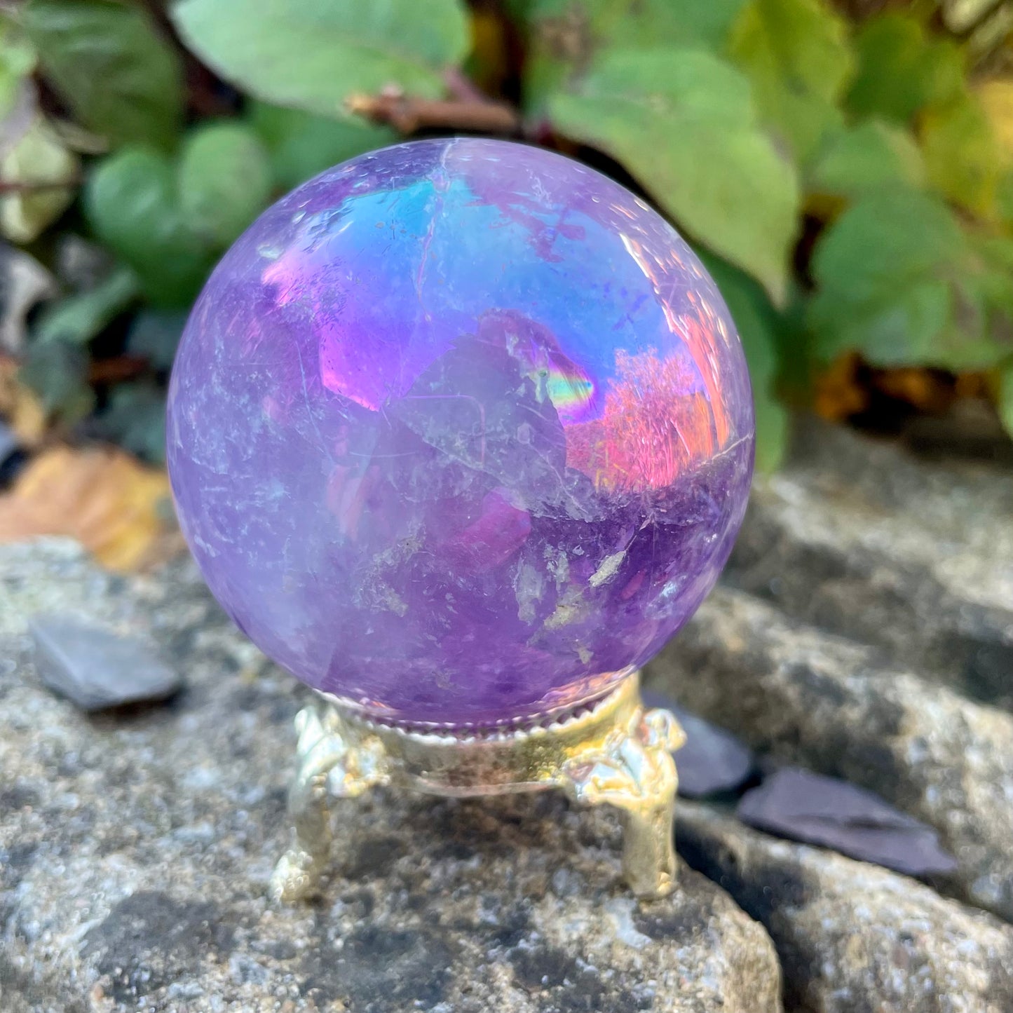 Aura Amethyst Sphere With Stand 🔮🌈