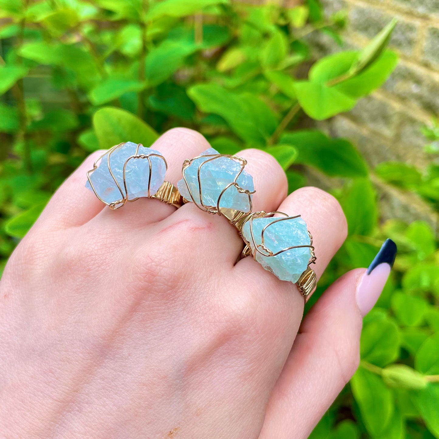 Green Fluorite Wire Wrapped Ring 💫💚