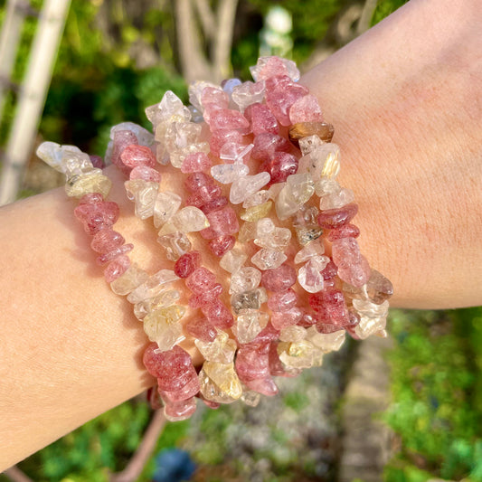 Strawberry Quartz and Citrine Chip Bracelets 💗💛💗