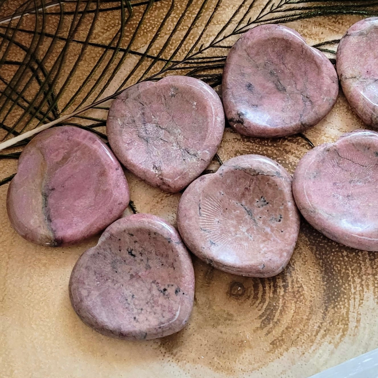 Rhodonite Heart Worry Stones