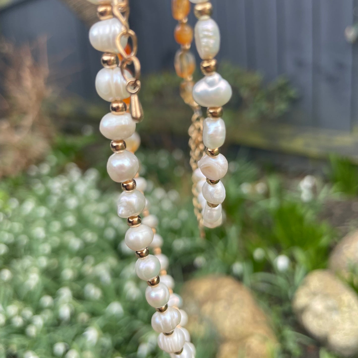 Carnelian and Pearl Choker Necklace