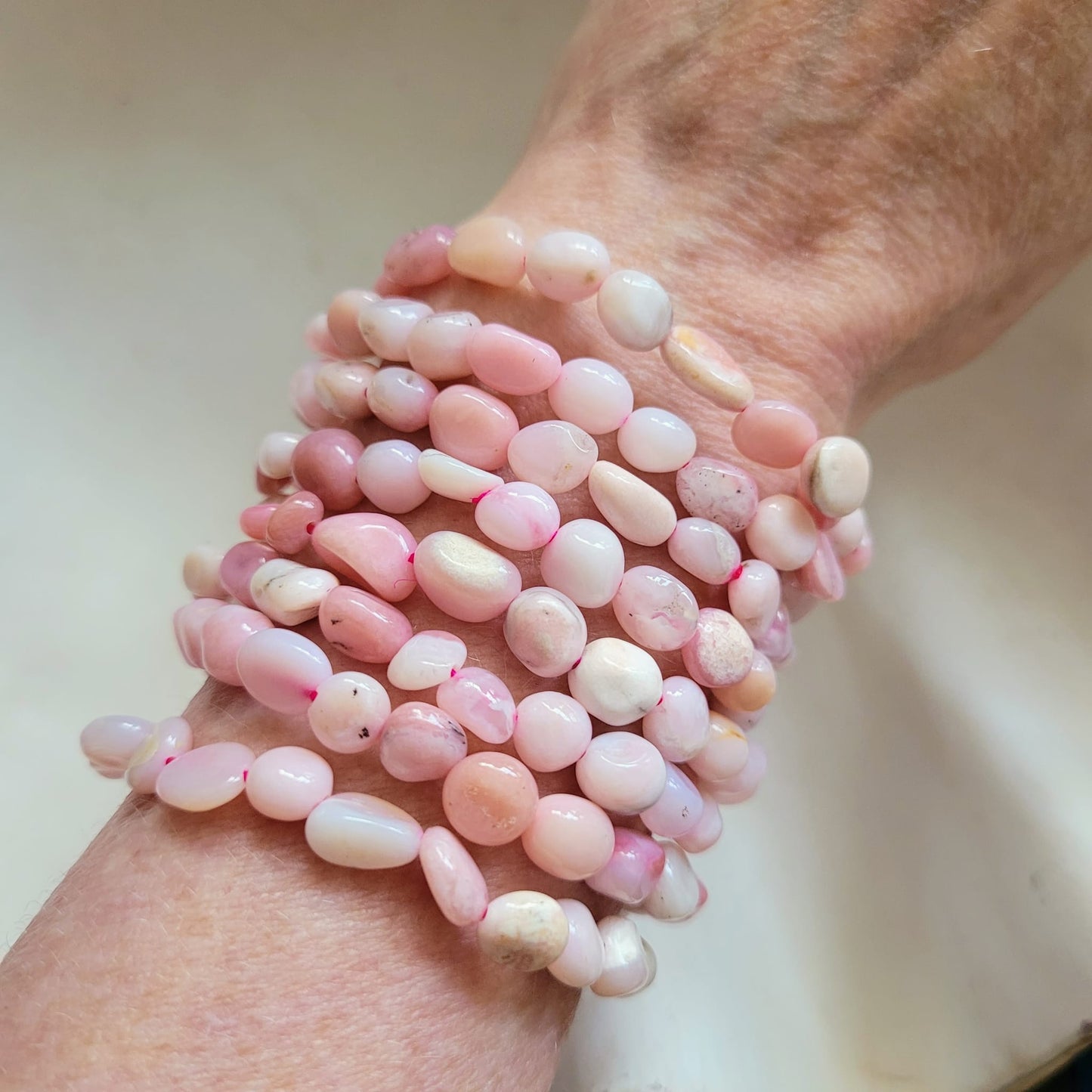 Pink Opal Nugget Beaded Bracelet