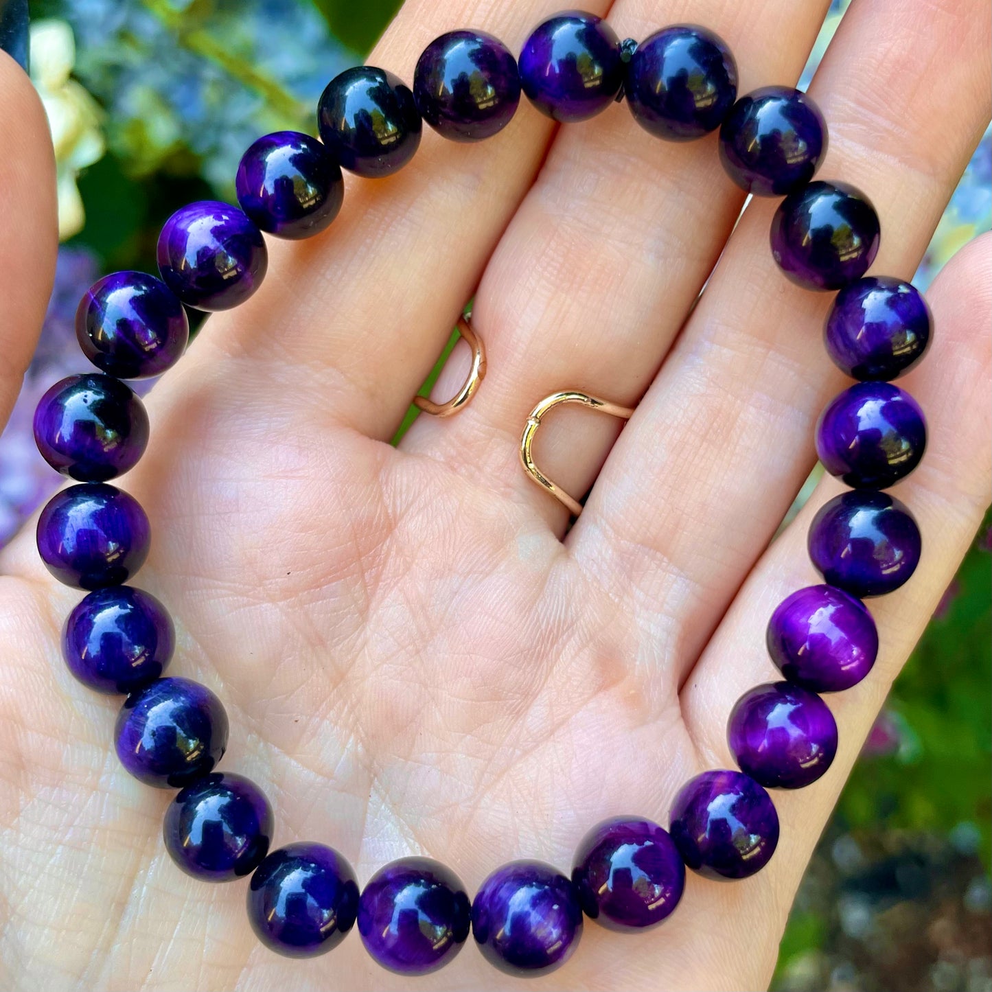 Purple Tigers Eye Beaded Bracelet 🔮🐅💜