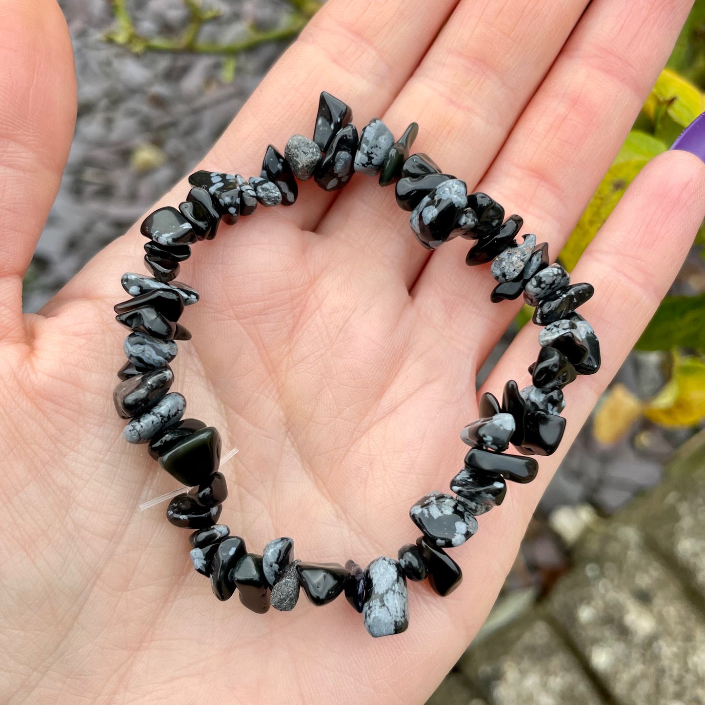 Snowflake Obsidian Chip Bracelets 🤍🖤🤍