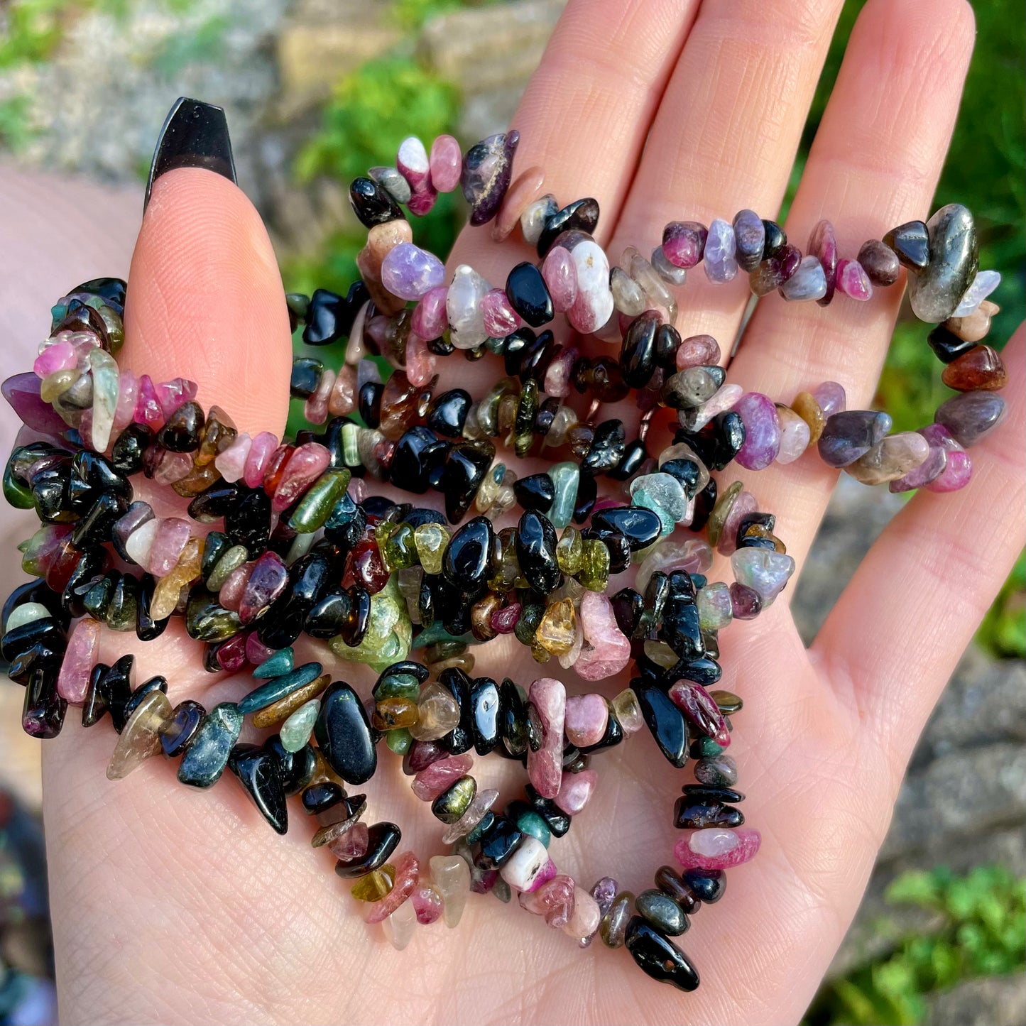 Mixed Tourmaline Chip Bracelets 🖤💗❤️