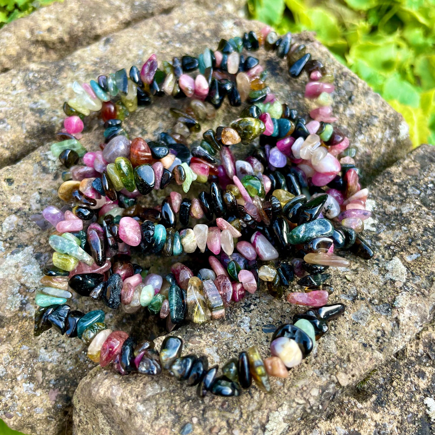 Mixed Tourmaline Chip Bracelets 🖤💗❤️