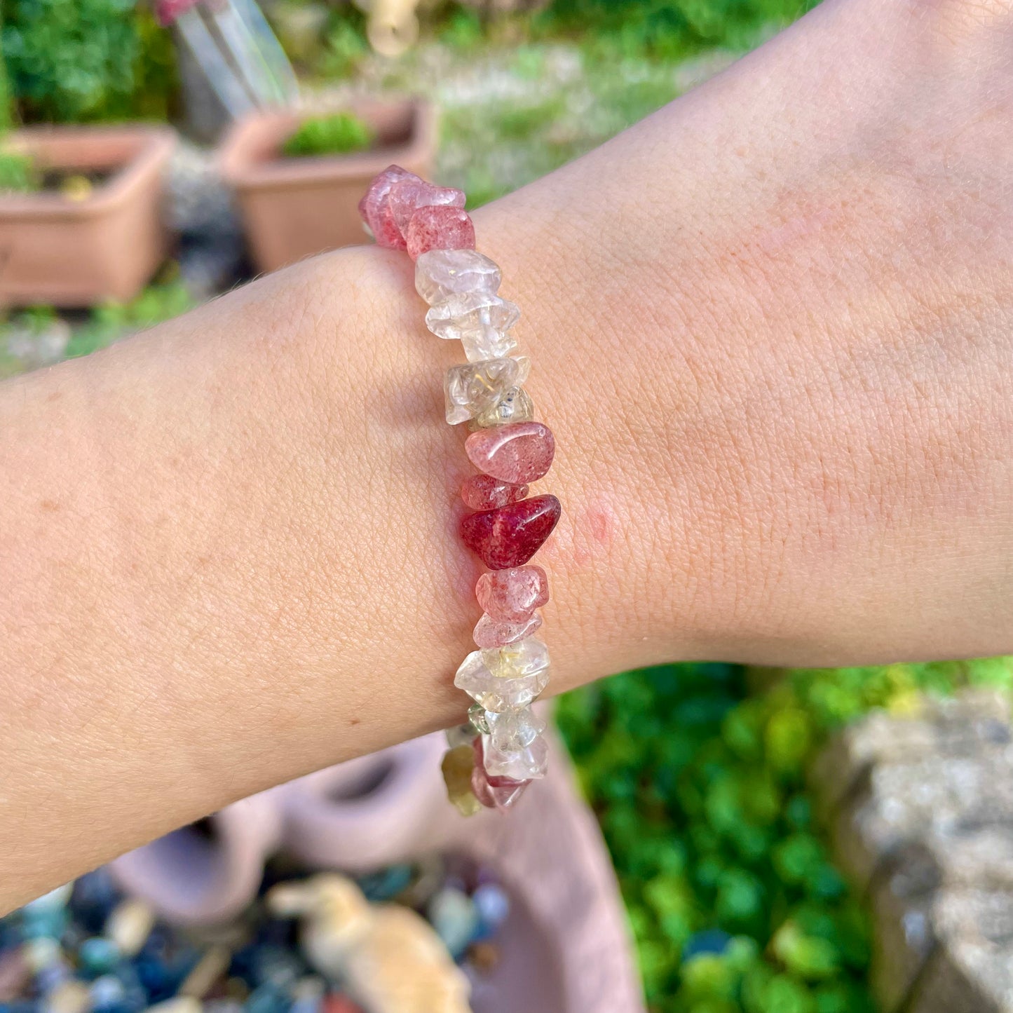 Strawberry Quartz and Citrine Chip Bracelets 💗💛💗