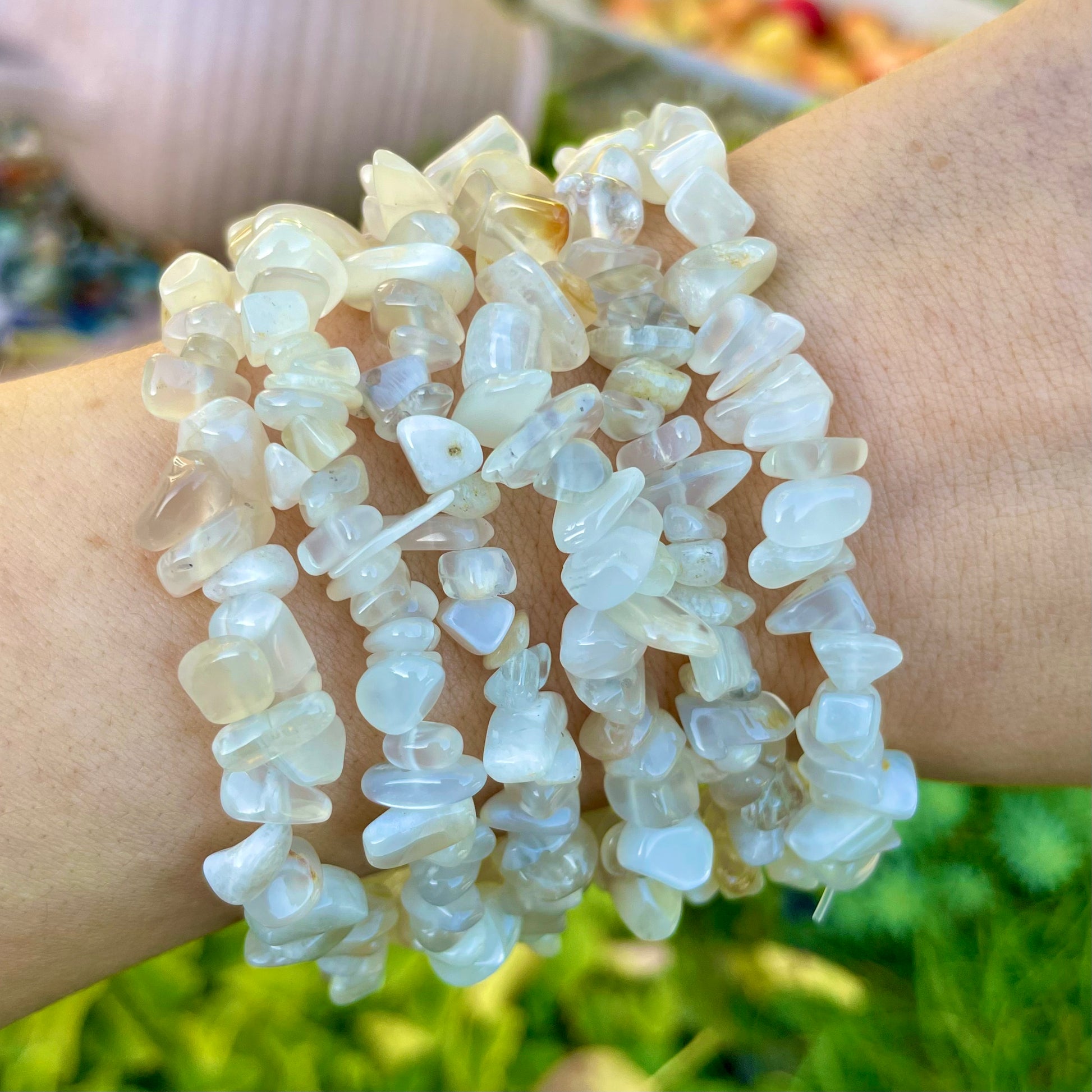 White Moonstone Chip Bracelets White Witch of The Moon